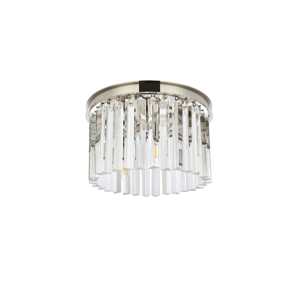 Sydney 3 light polished nickel Flush Mount Clear Royal Cut Crystal. Picture 6