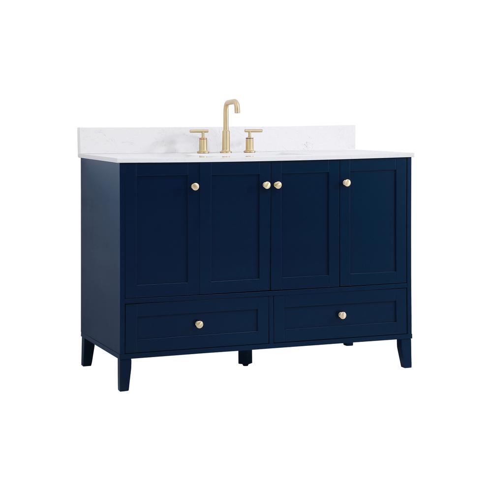 48 inch Single Bathroom Vanity in Blue with Backsplash. Picture 7