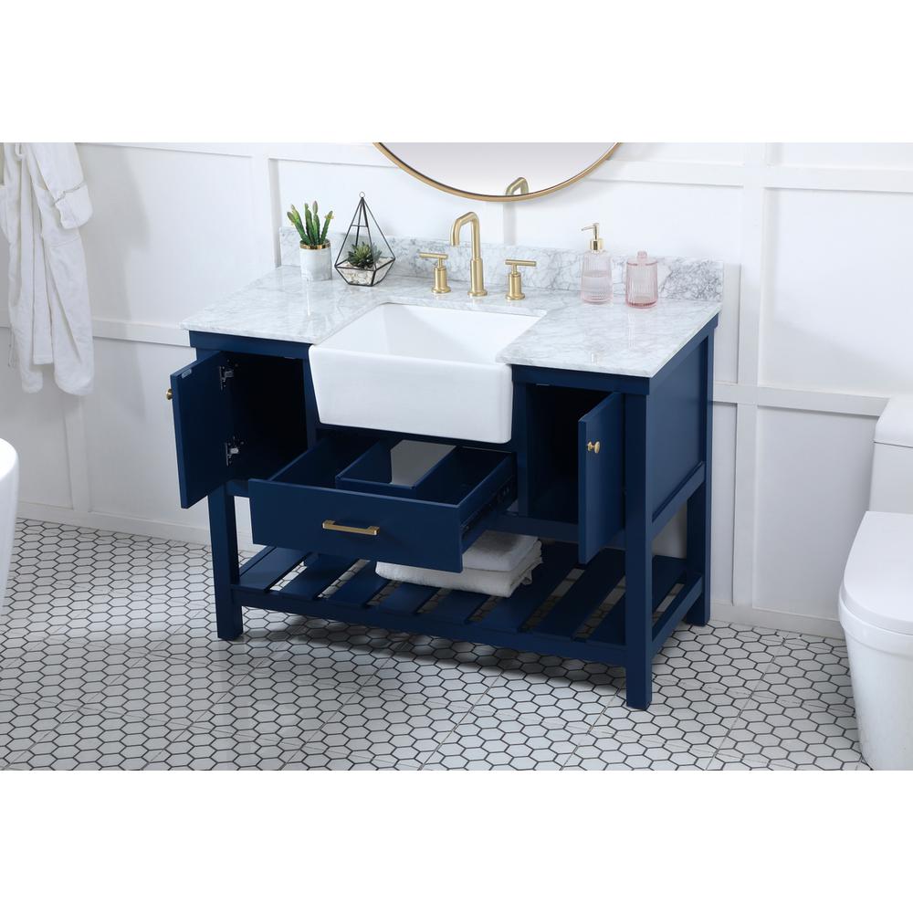 48 inch Single bathroom vanity in blue with backsplash. Picture 3