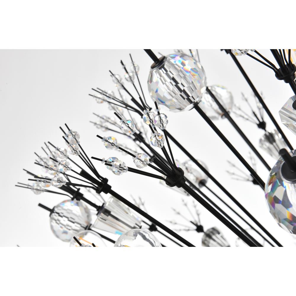 Vera 48 inch three tiers crystal starburst chandelier in black. Picture 5