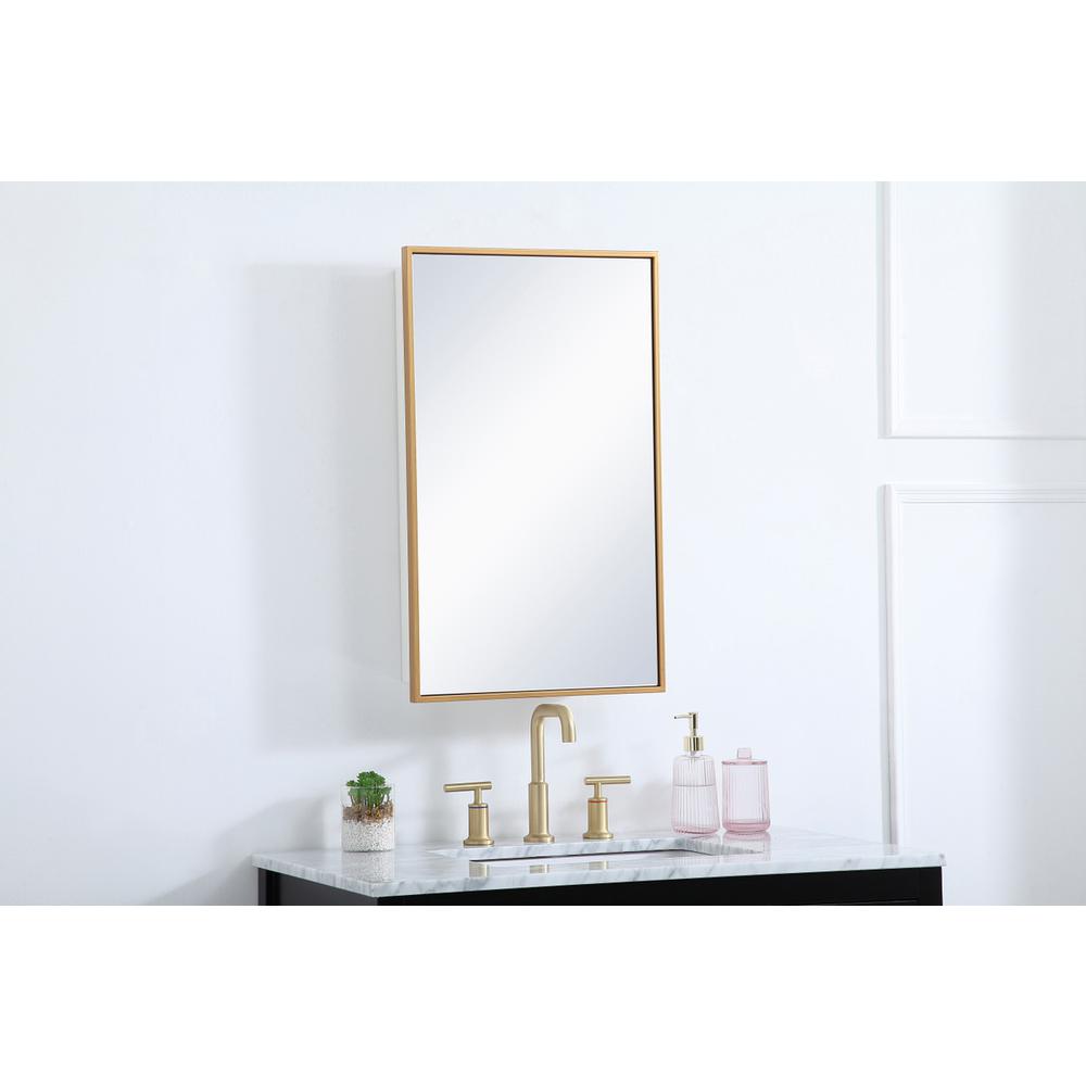 Metal mirror medicine cabinet 17 inch x 28 inch in Brass. Picture 2