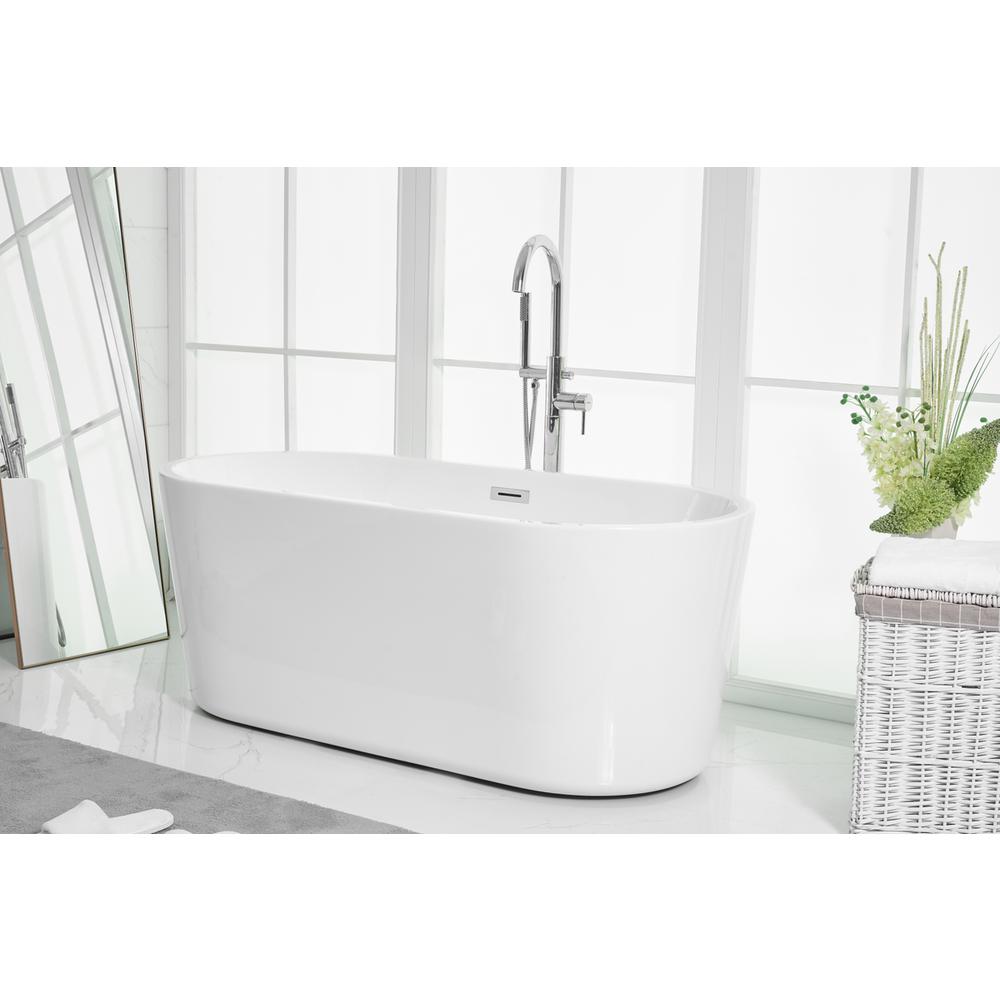 59 inch soaking roll top bathtub in glossy white. Picture 3