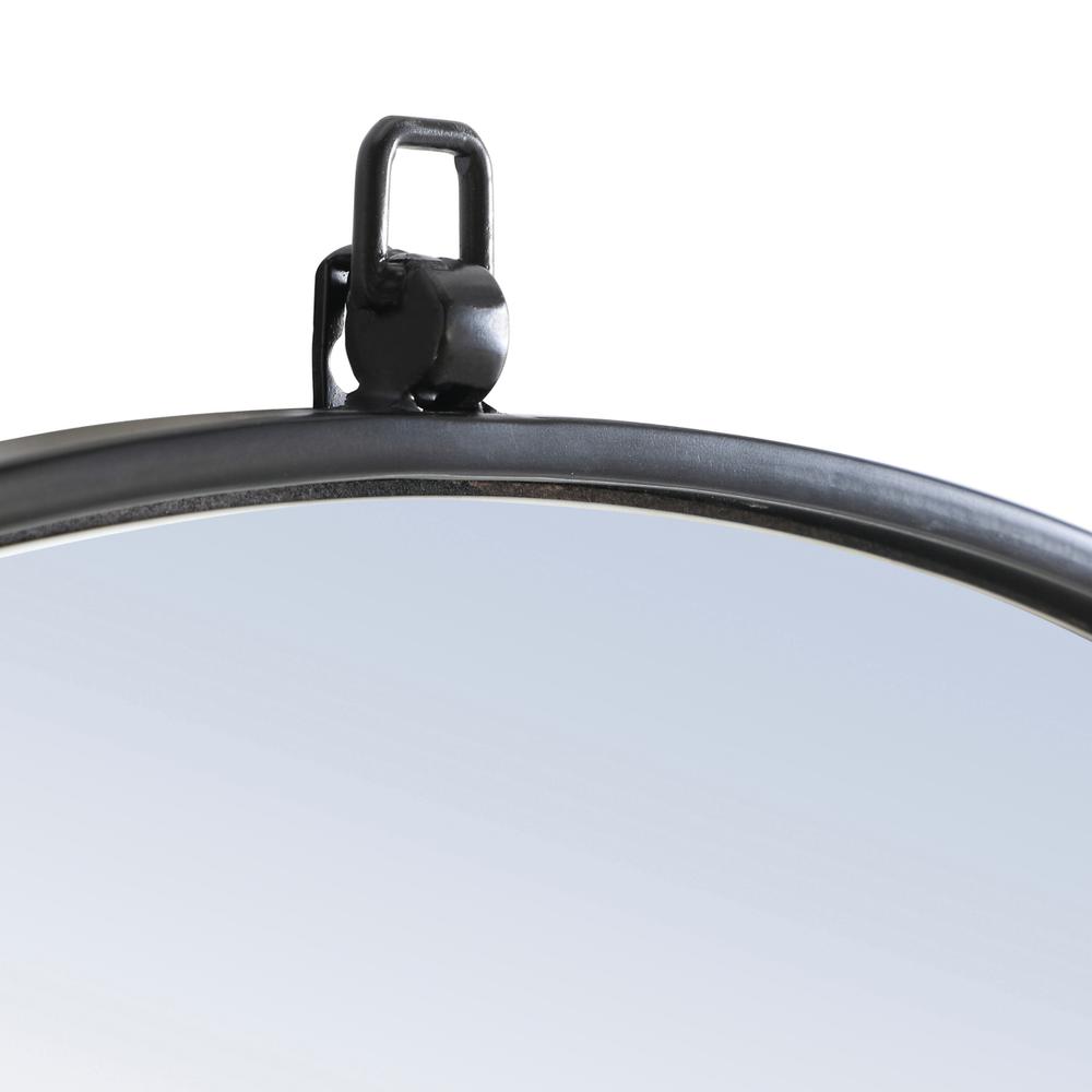 Metal frame Round Mirror with decorative hook 42 inch Black finish. Picture 5