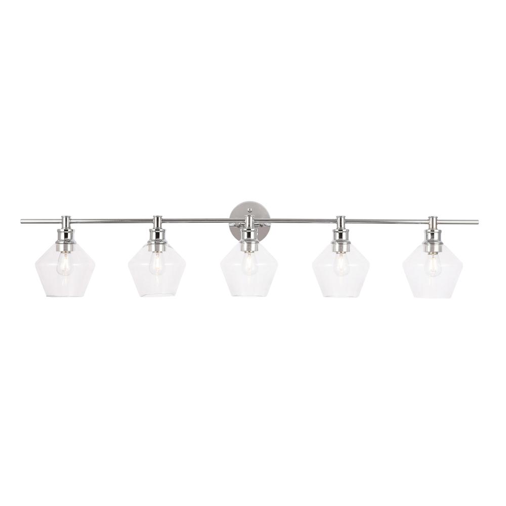 Gene 5 light Chrome and Clear  glass Wall sconce. Picture 9