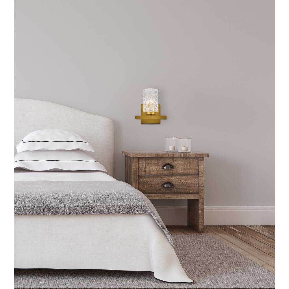 Cassie 1 light bath sconce in brass with clear shade. Picture 6