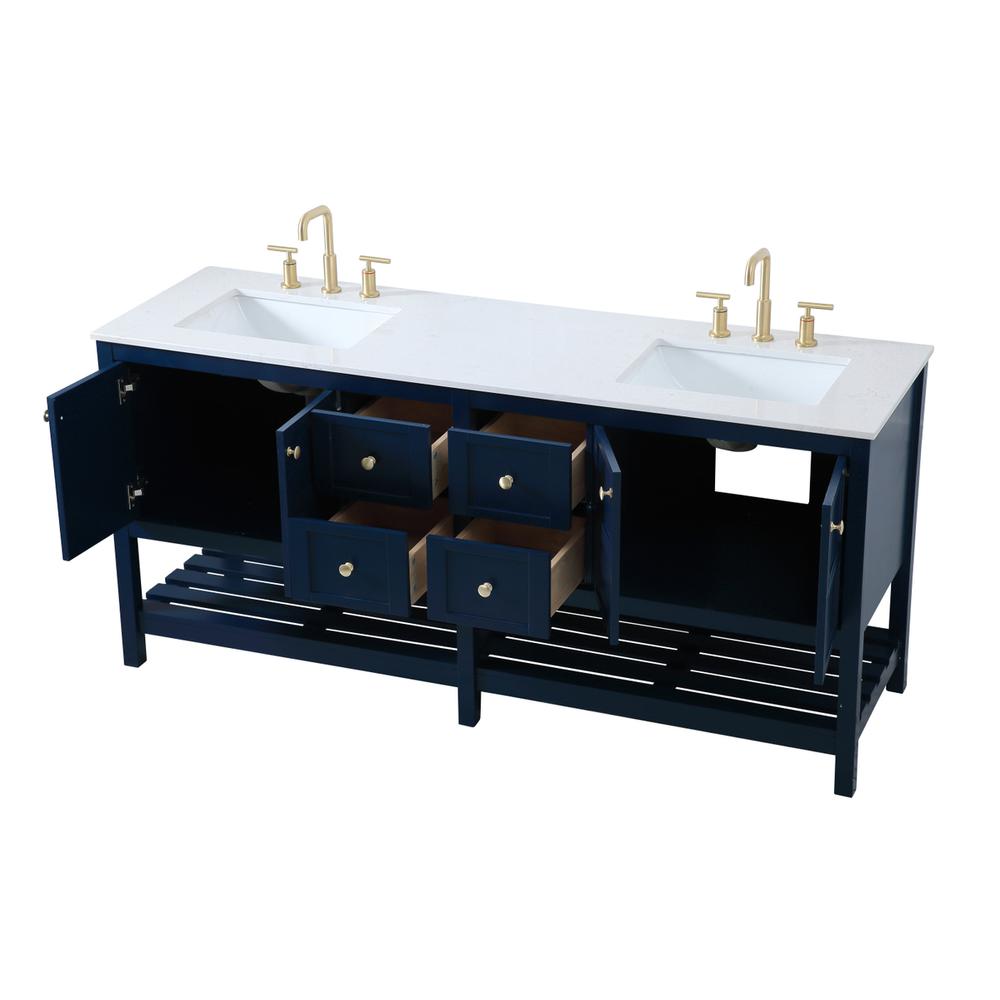 72 inch Double Bathroom Vanity in Blue. Picture 8