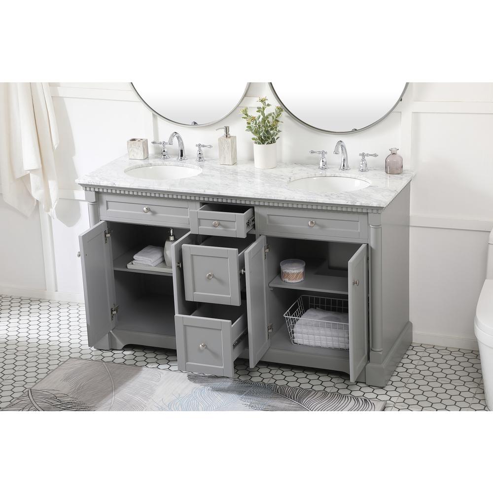 60 inch double bathroom vanity in Grey. Picture 3