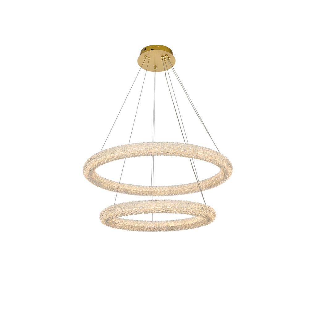 Bowen 32 inch Adjustable LED Chandelier in Satin Gold. Picture 1