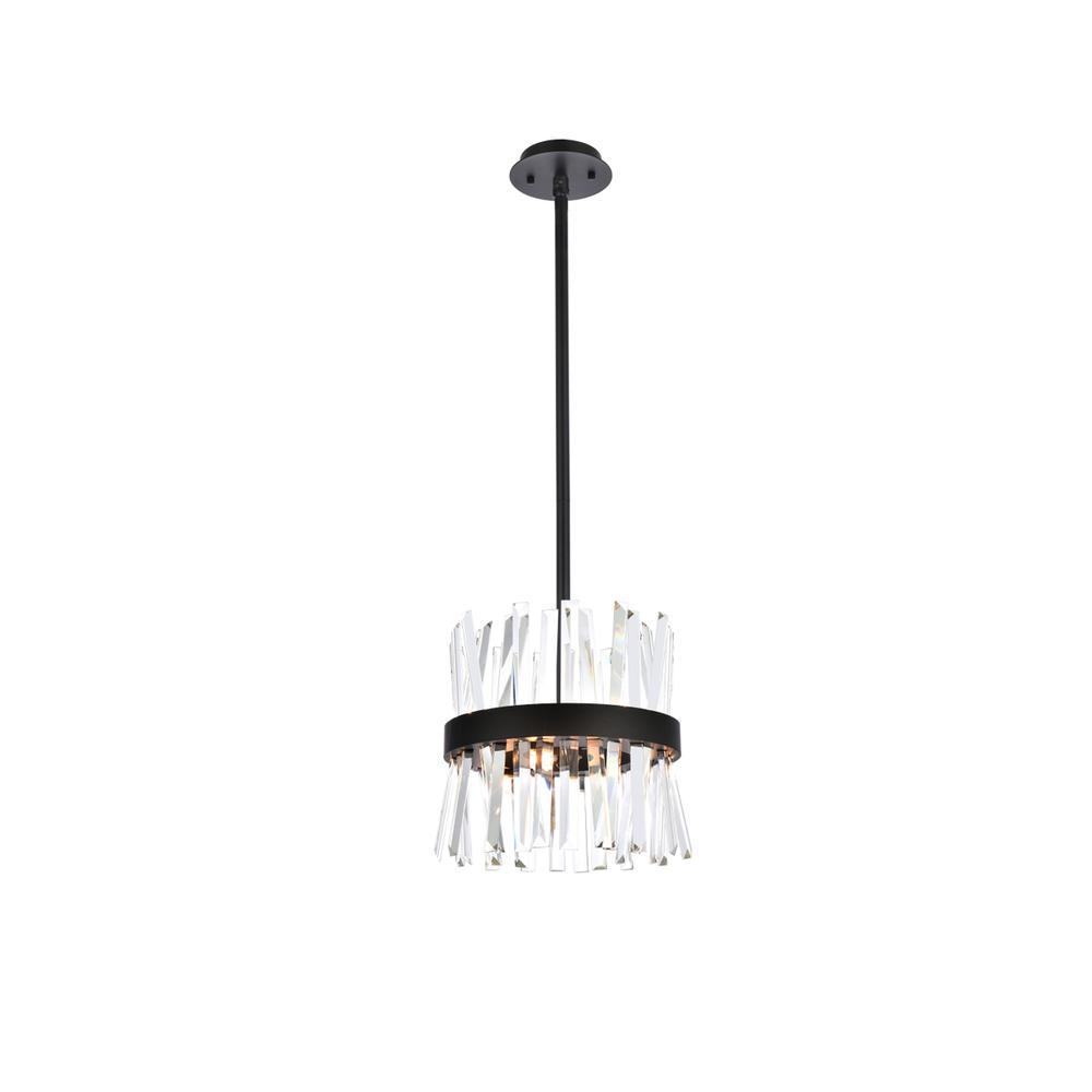 Serephina 12 inch crystal round pendant light in black. Picture 1
