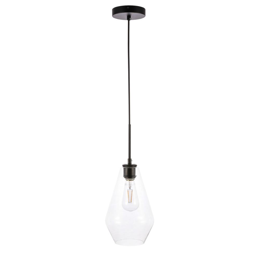 Gene 1 light Black and Clear glass pendant. Picture 2