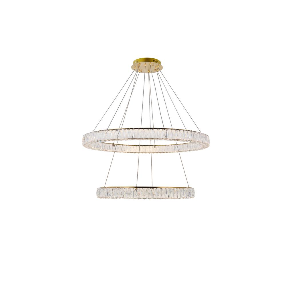Monroe Integrated LED light Gold Chandelier Clear Royal Cut Crystal. Picture 2