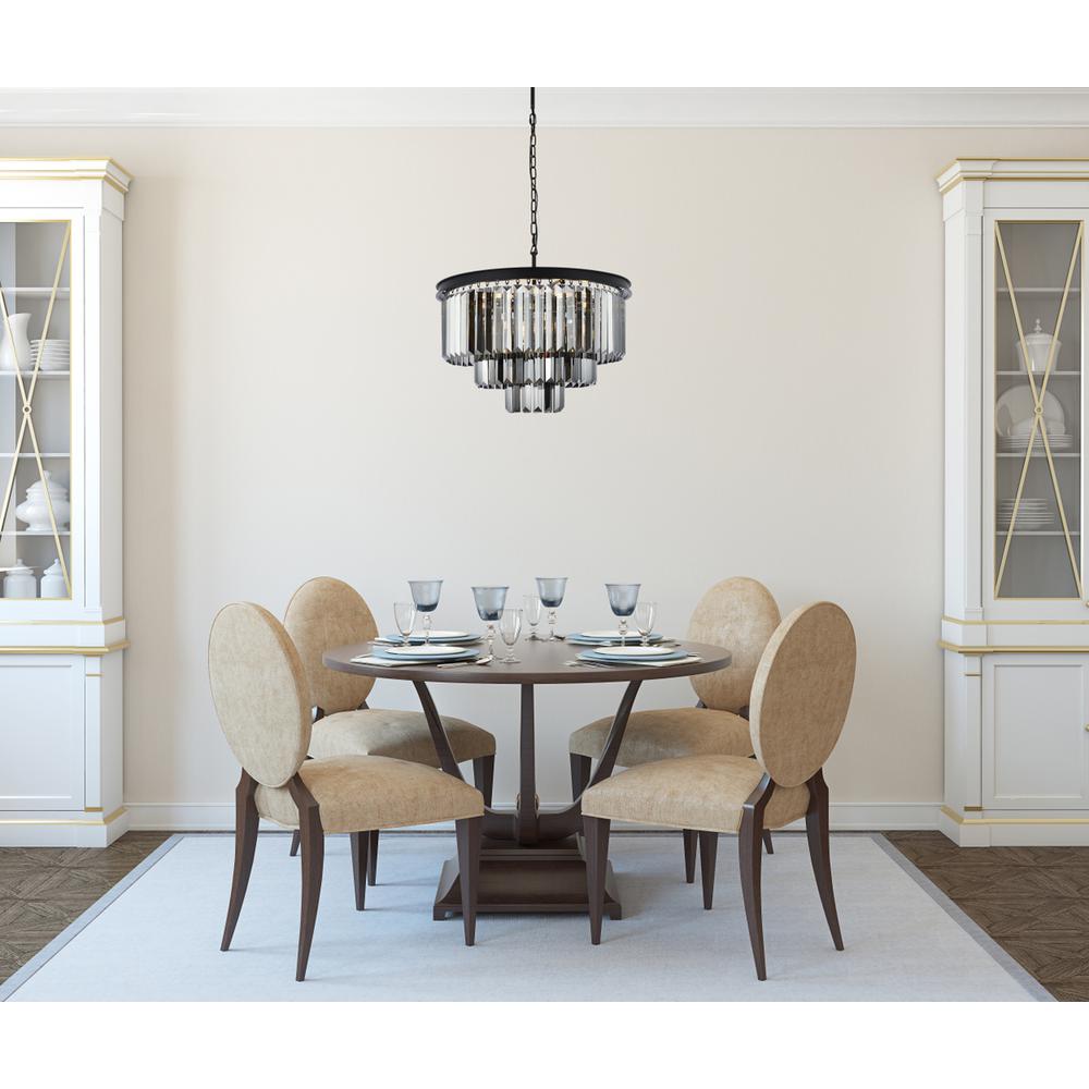 Sydney 9 light Matte Black Chandelier Silver Shade (Grey) Royal Cut Crystal. Picture 7