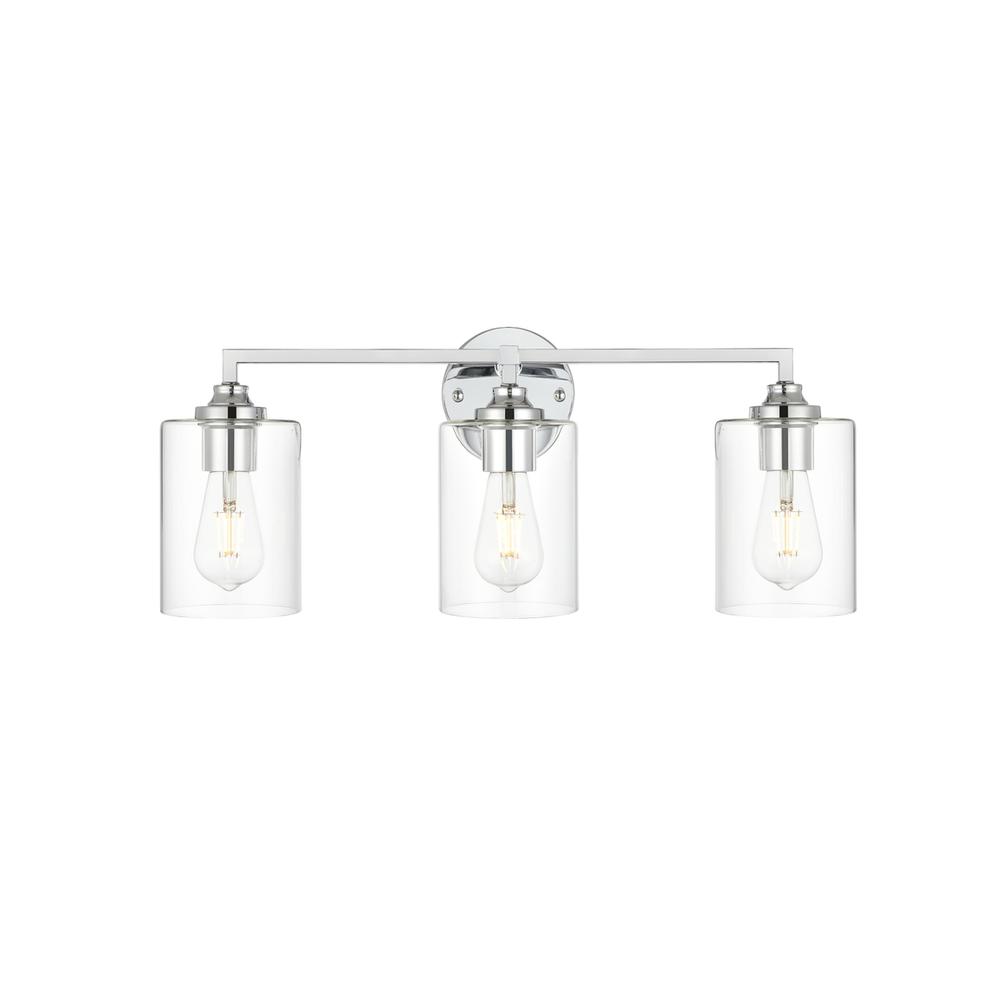 Mayson 3 light Chrome and Clear Bath Sconce. Picture 1