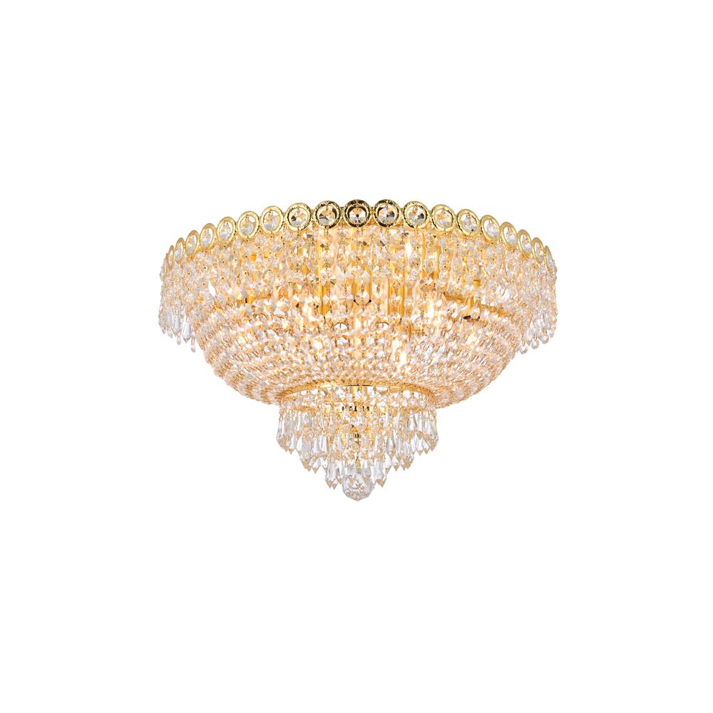 Century 9 light Gold Flush Mount Clear Royal Cut Crystal. Picture 2