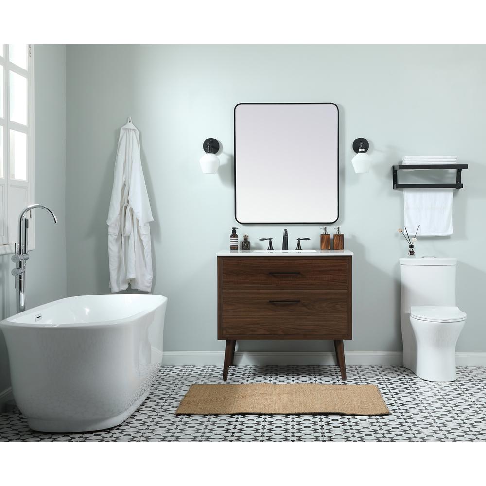 36 inch Single bathroom vanity in walnut. Picture 4
