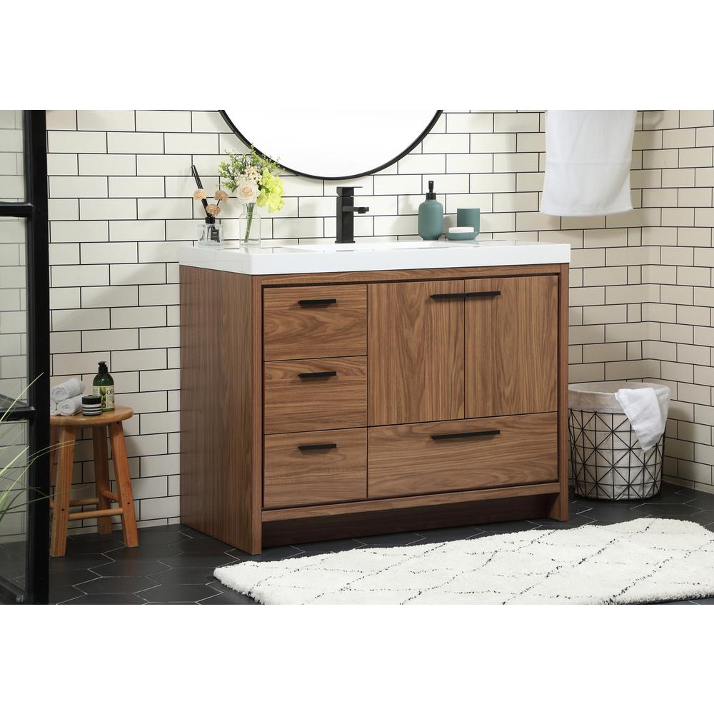 42 inch Single bathroom vanity in walnut brown. Picture 2