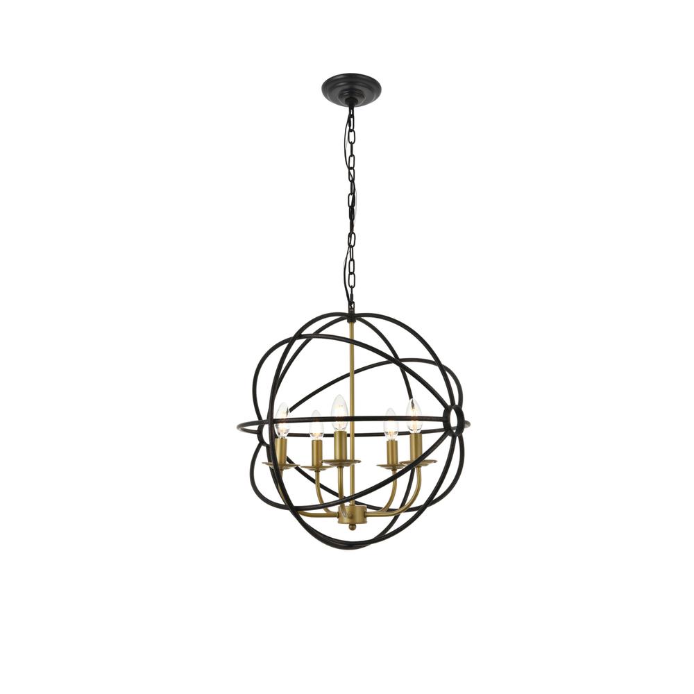 Octavia 5 light Brass and Dark Brown Pendant. Picture 1