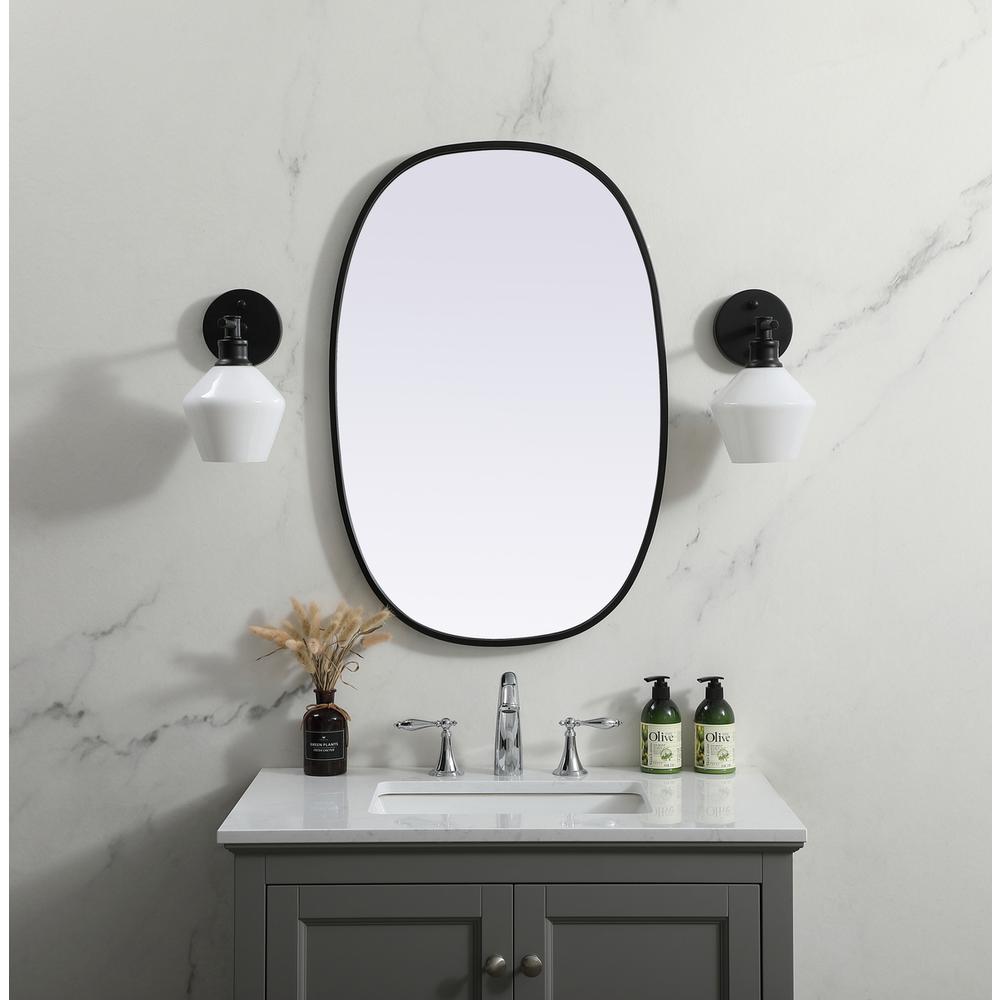 Metal Frame Oval Mirror 20x30 Inch in Black. Picture 11