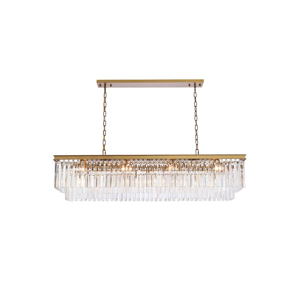 Sydney 60 inch rectangle crystal chandelier in satin gold. Picture 1