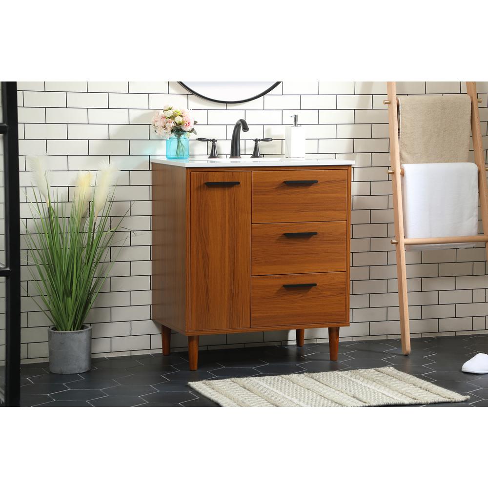 30 inch bathroom vanity in Teak. Picture 2