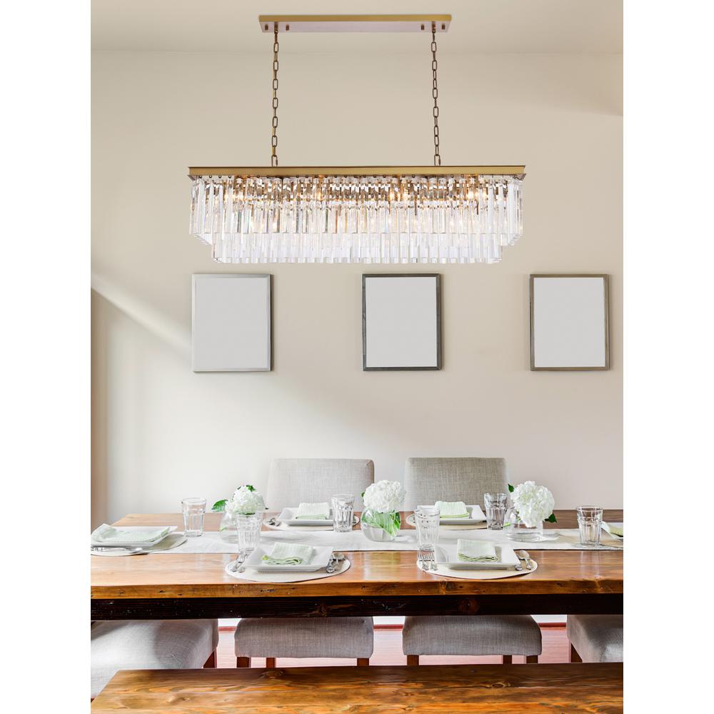 Sydney 50 inch rectangle crystal chandelier in satin gold. Picture 8