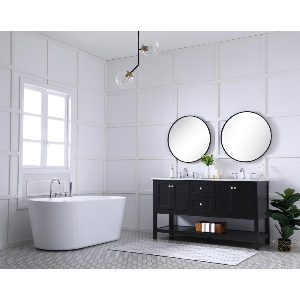 60 in. double sink bathroom vanity set in Black. Picture 9
