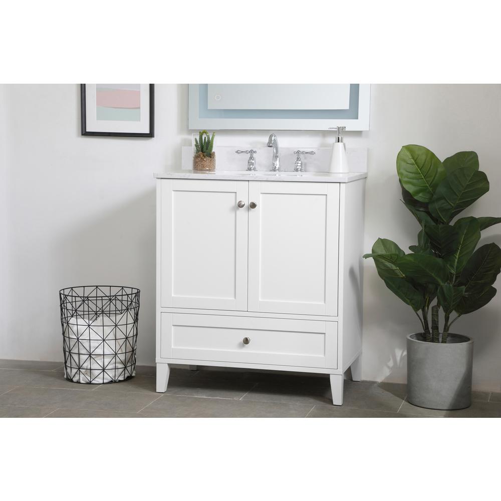 30 inch Single Bathroom Vanity in White with Backsplash. Picture 2