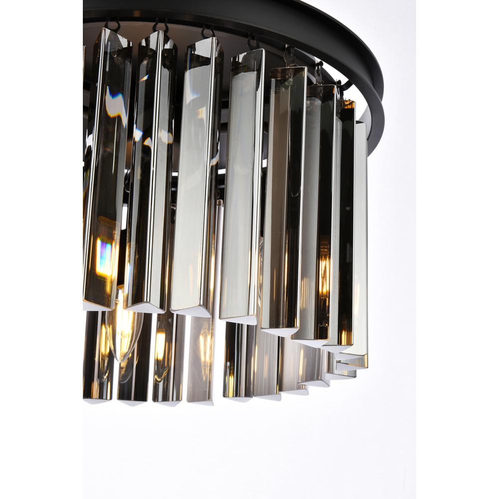 Sydney 3 light Matte Black Pendant Silver Shade (Grey) Royal Cut Crystal. Picture 5