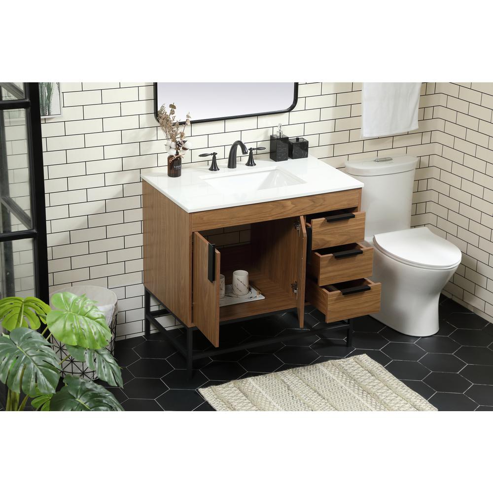 36 inch Single bathroom vanity in walnut brown. Picture 3
