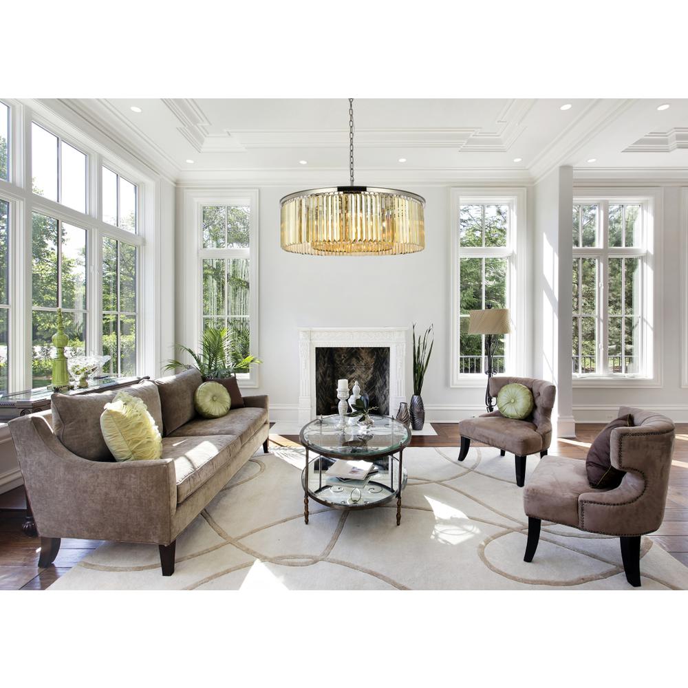 Sydney 10 light polished nickel Chandelier Golden Teak (Smoky) Royal Cut Crystal. Picture 7
