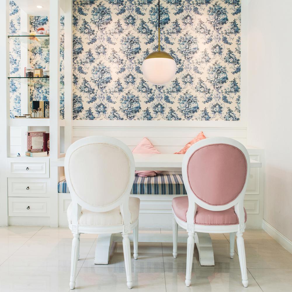 Eclipse 1 Light Brass Pendant With Frosted White Glass. Picture 6