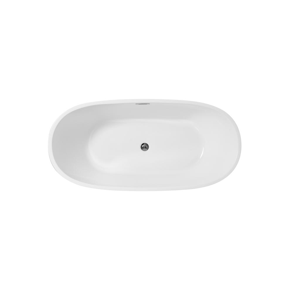 59 inch soaking roll top bathtub in glossy white. Picture 9