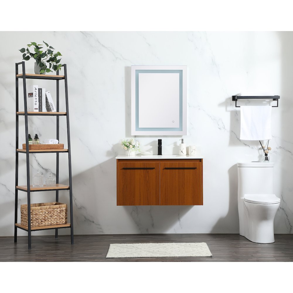 36 Inch Single Bathroom Vanity In Teak With Backsplash. Picture 5