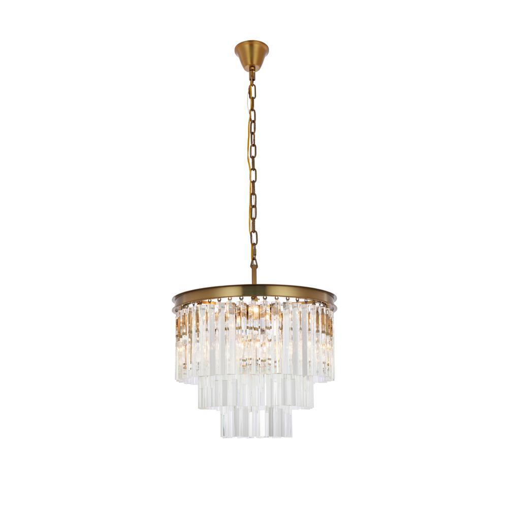 Sydney 20 inch round crystal chandelier in satin gold. Picture 1