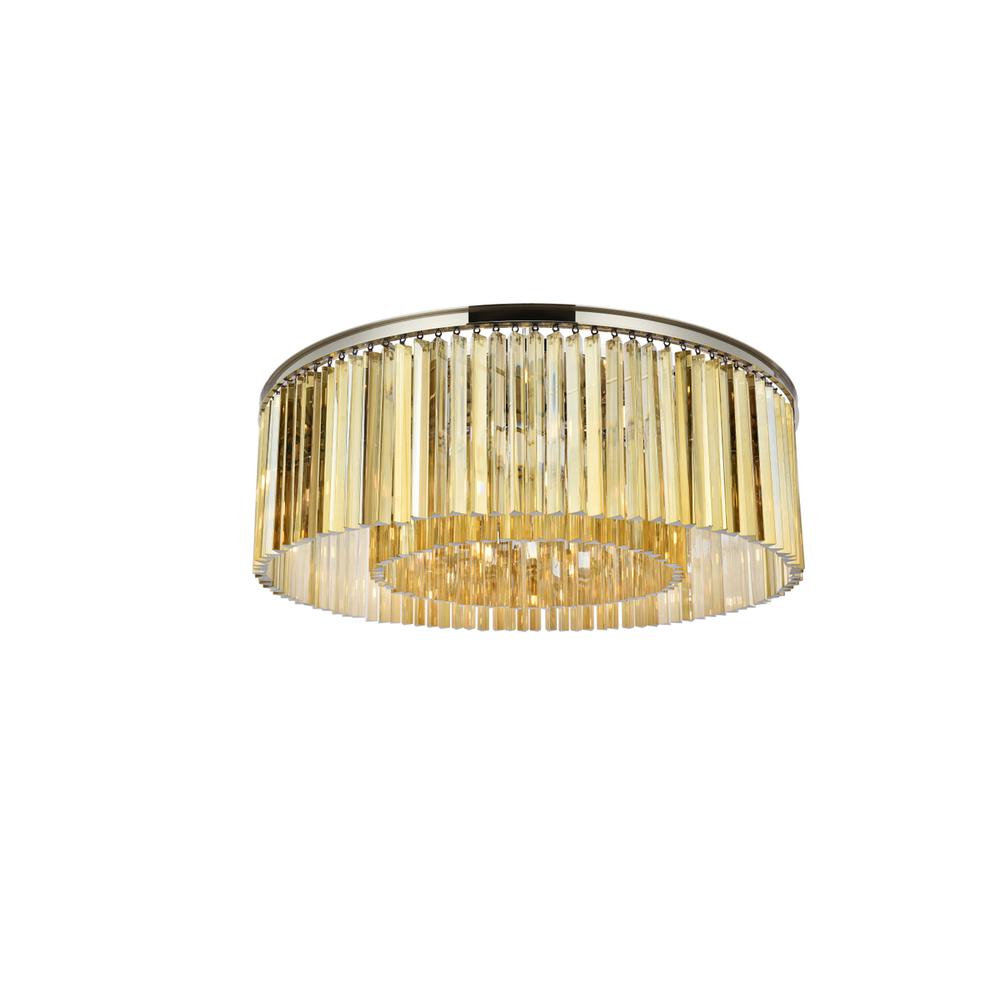 Sydney 10 light polished nickel Flush Mount Golden Teak. Picture 2