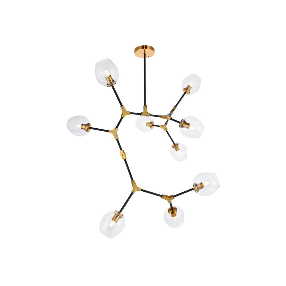 Cavoli 9 light in Light Antique Brass and Flat Black Pendant. Picture 2