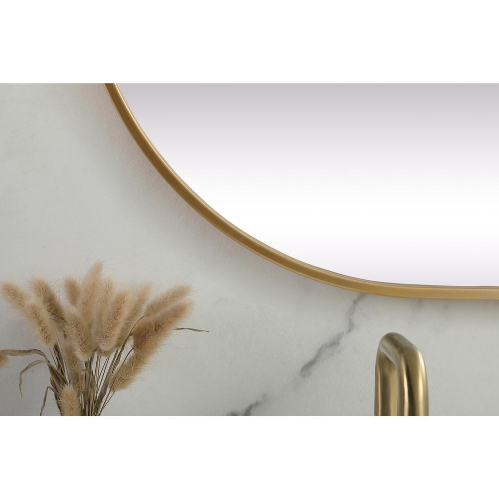 Metal Frame Oval Mirror 24x60 Inch in Brass. Picture 5