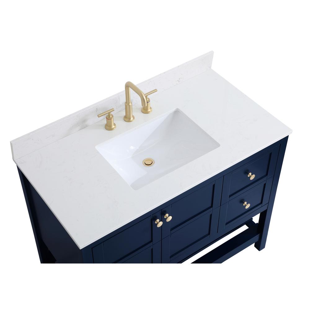 42 inch Single Bathroom Vanity in Blue with Backsplash. Picture 11