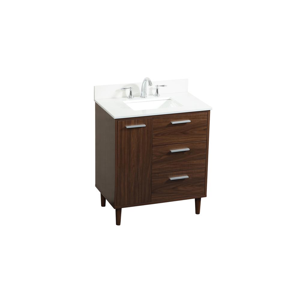 30 inch bathroom vanity in Walnut with backsplash. Picture 8