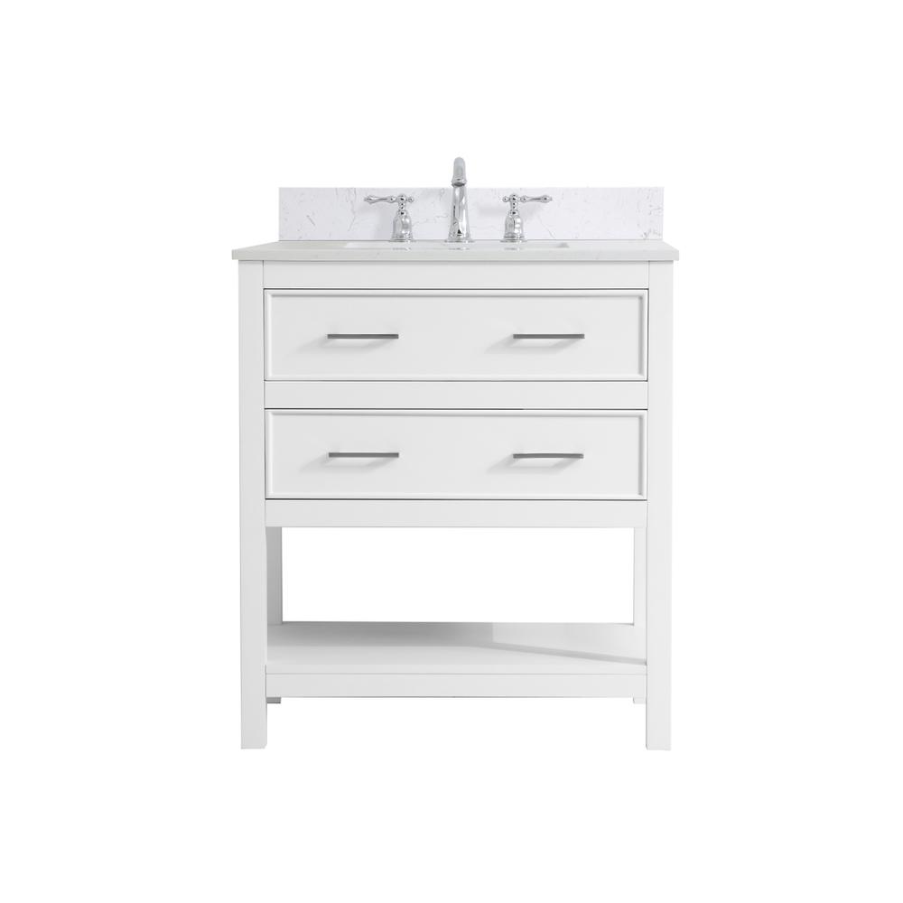 30 inch Single Bathroom Vanity in White with Backsplash. Picture 1