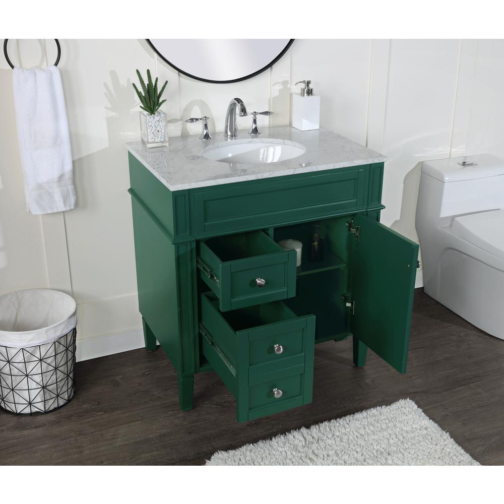 32 inch Single bathroom vanity in green. Picture 3