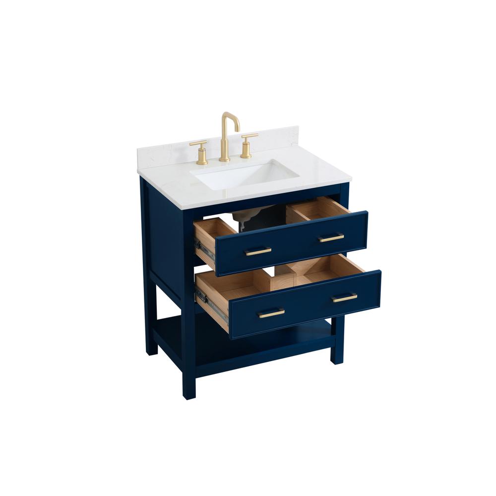 30 inch Single Bathroom Vanity in Blue with Backsplash. Picture 9