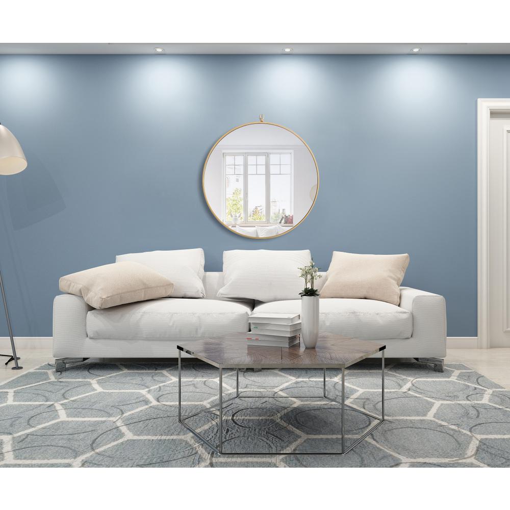 Metal frame Round Mirror with decorative hook 28 inch Brass finish. Picture 11