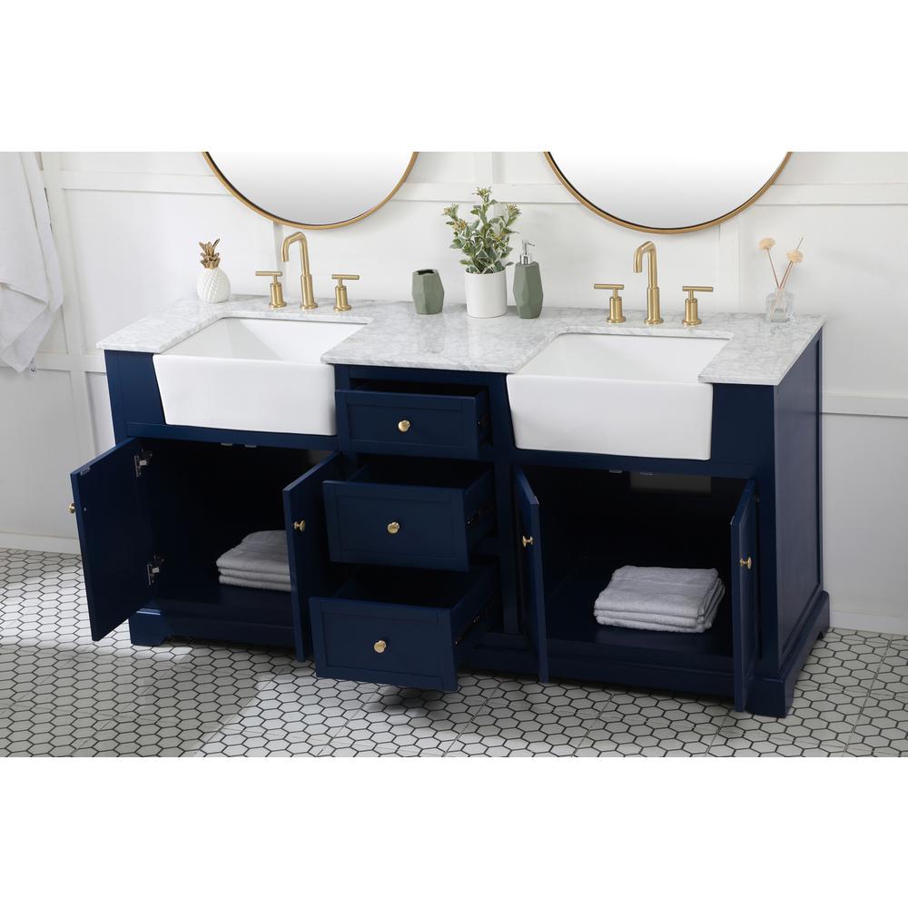 72 inch double bathroom vanity in blue. Picture 3