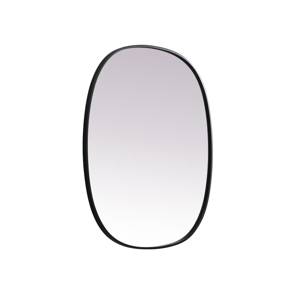 Metal Frame Oval Mirror 30x36 Inch in Black. Picture 7