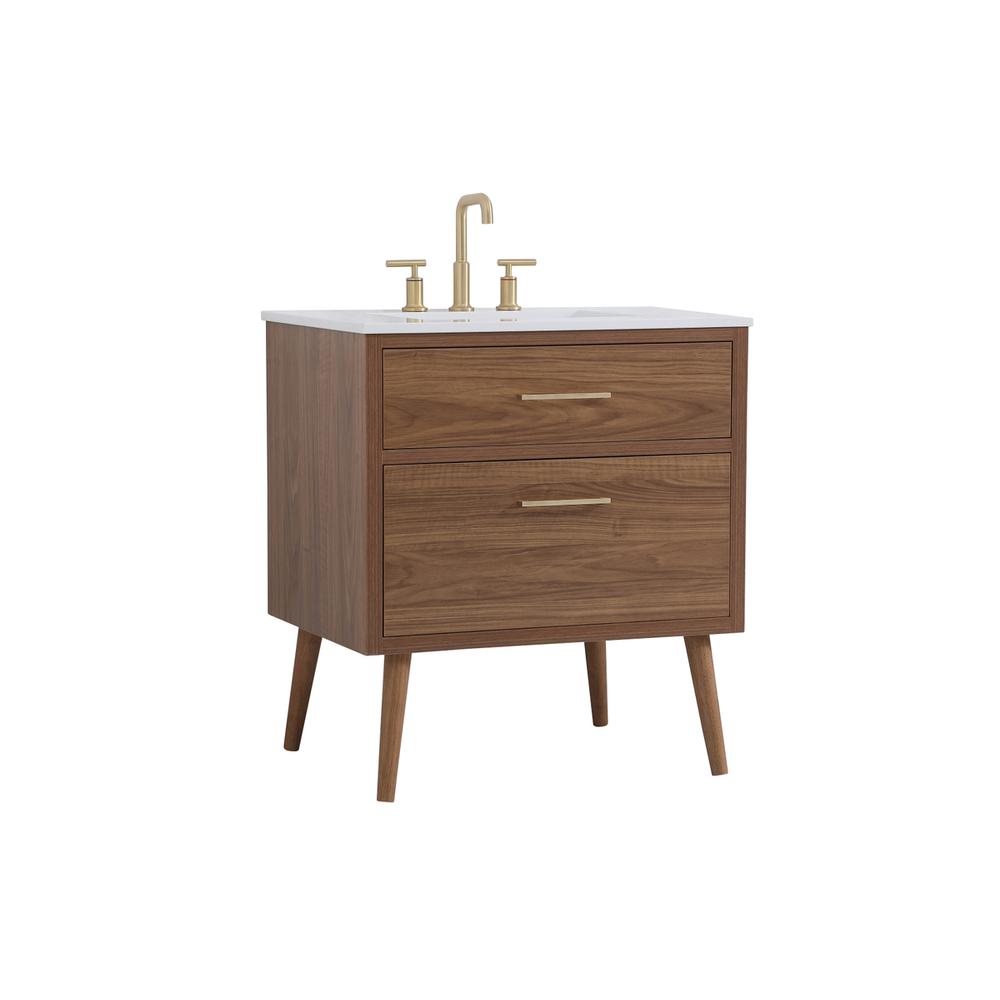 30 inch bathroom vanity in Walnut Brown. Picture 7
