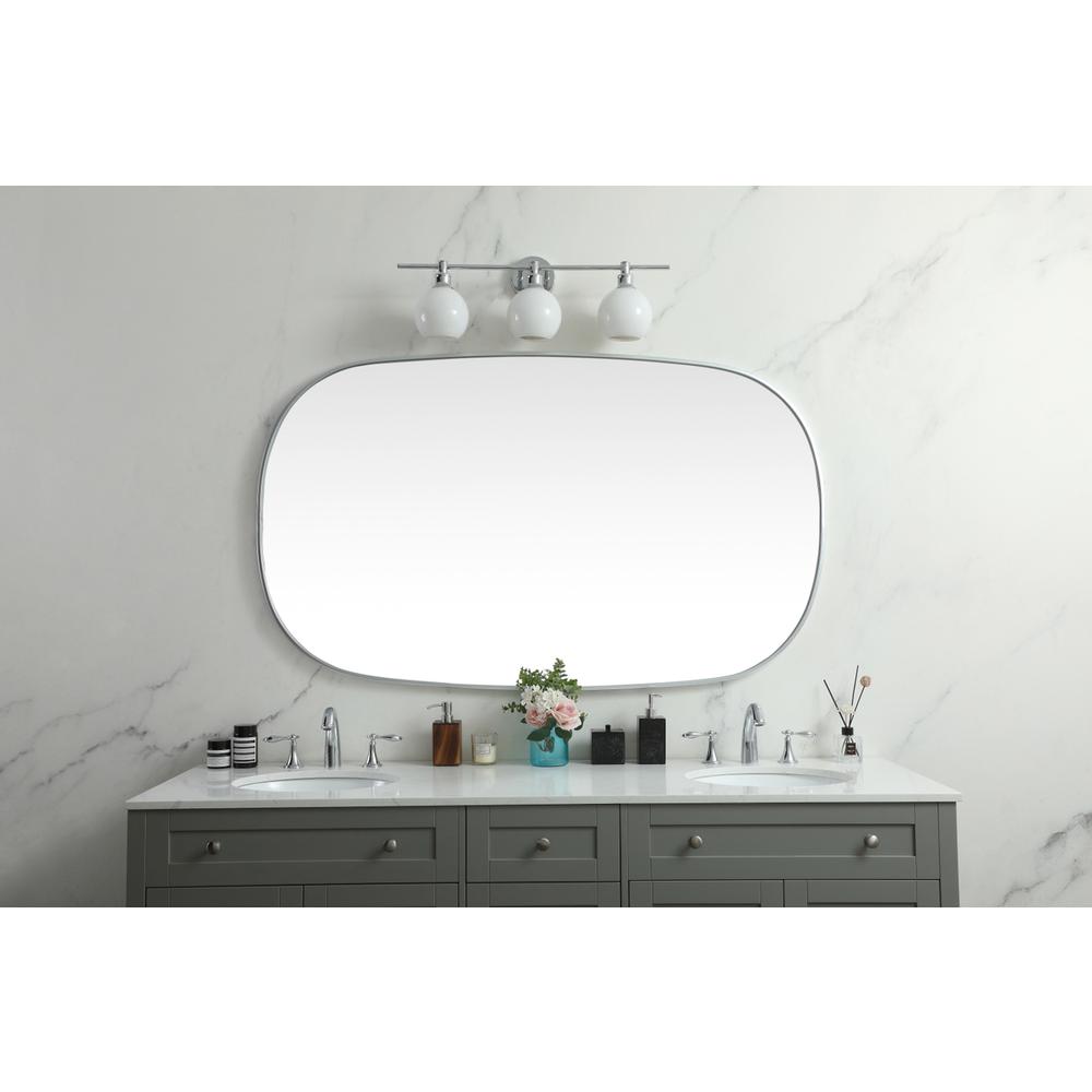 Metal Frame Oval Mirror 36x60 Inch in Silver. Picture 11