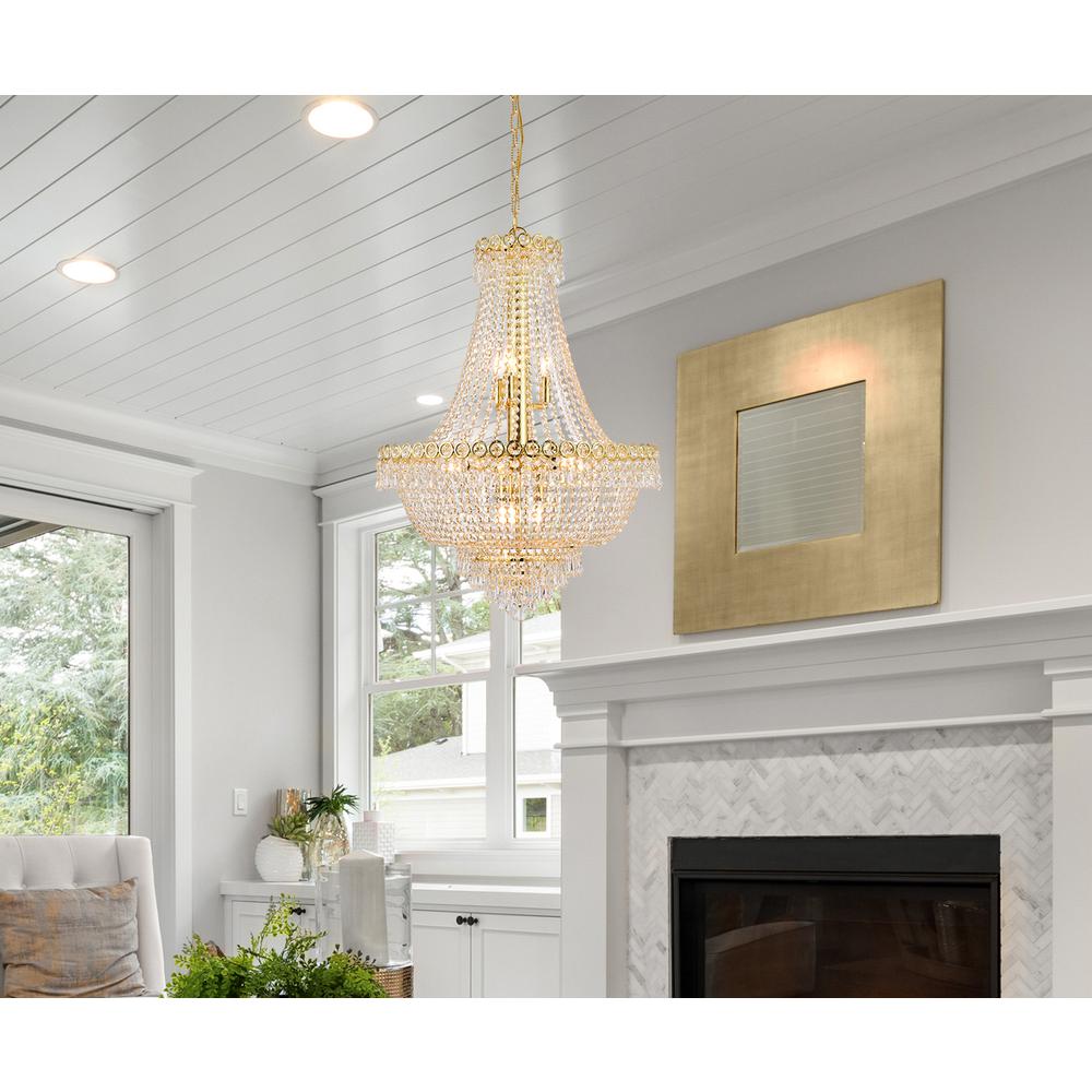 Century 12 light Gold Chandelier Clear Royal Cut Crystal. Picture 8
