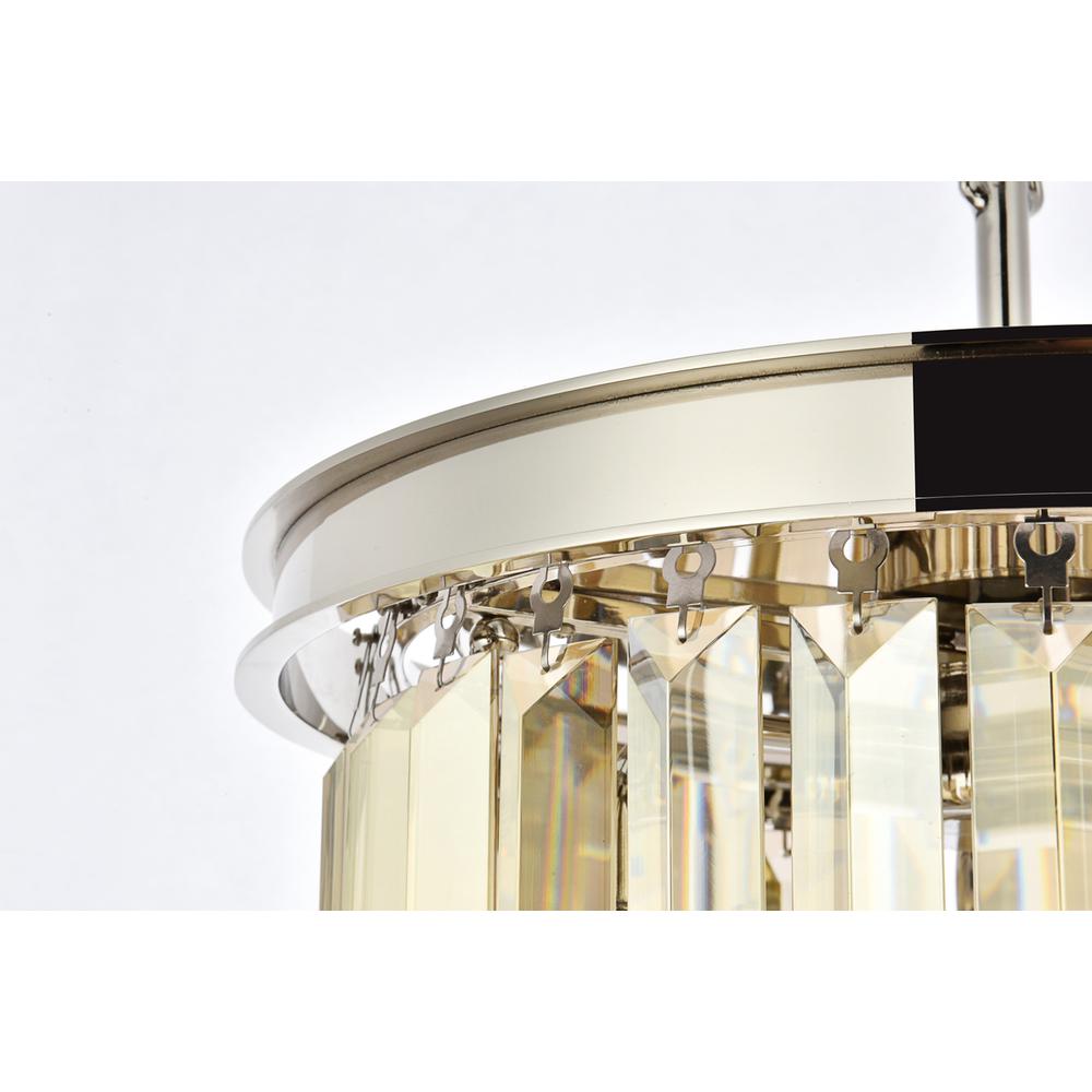 Sydney 3 light polished nickel Flush Mount Golden Teak (Smoky) Royal Cut Crystal. Picture 4