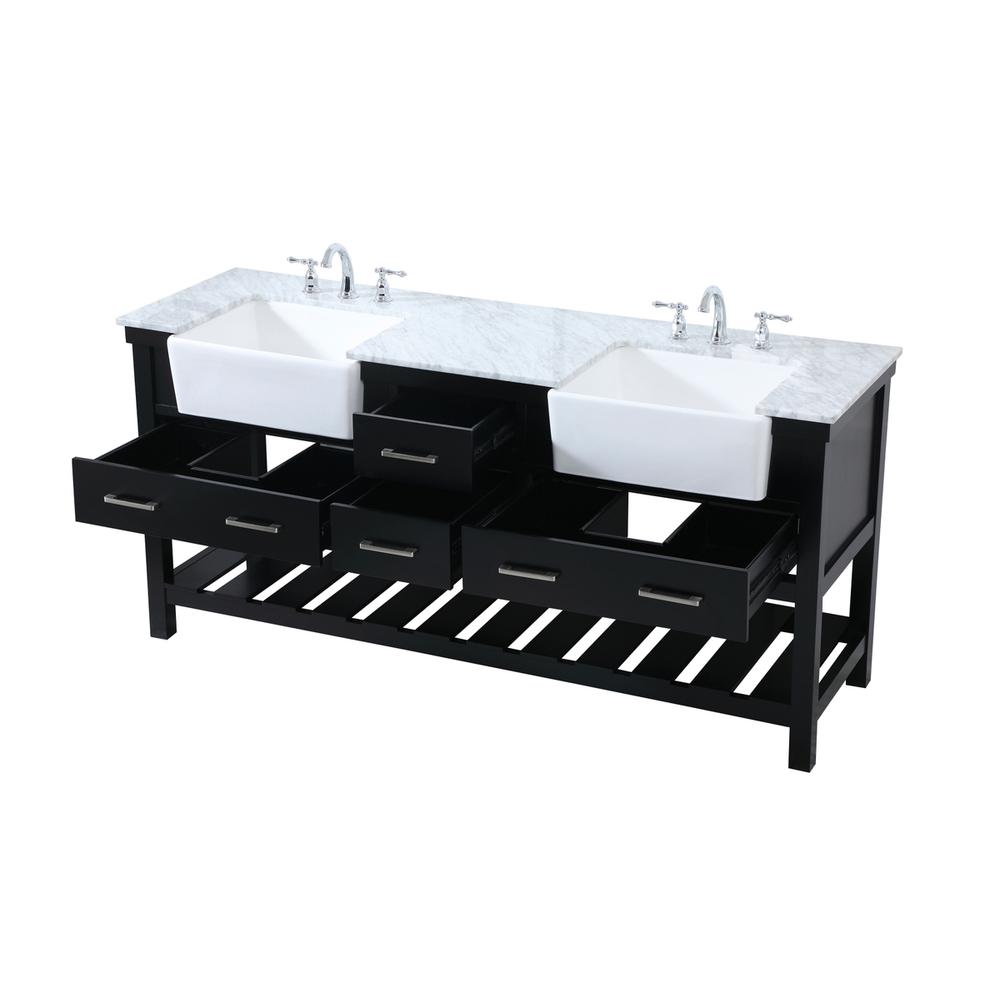 72 inch double bathroom vanity in black. Picture 9